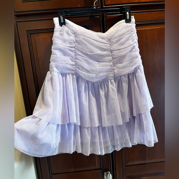 *NWT Maeve by Anthropologie Tiered Tulle Skirt Lilac Purple Ruched Zip Side - 10 - Picture 8 of 8